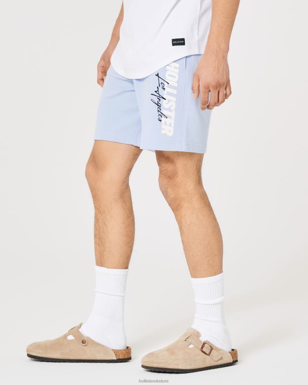Bottoms Hollister Men Color Change Fleece Logo Graphic Shorts 7\\ 488201264 Light Blue